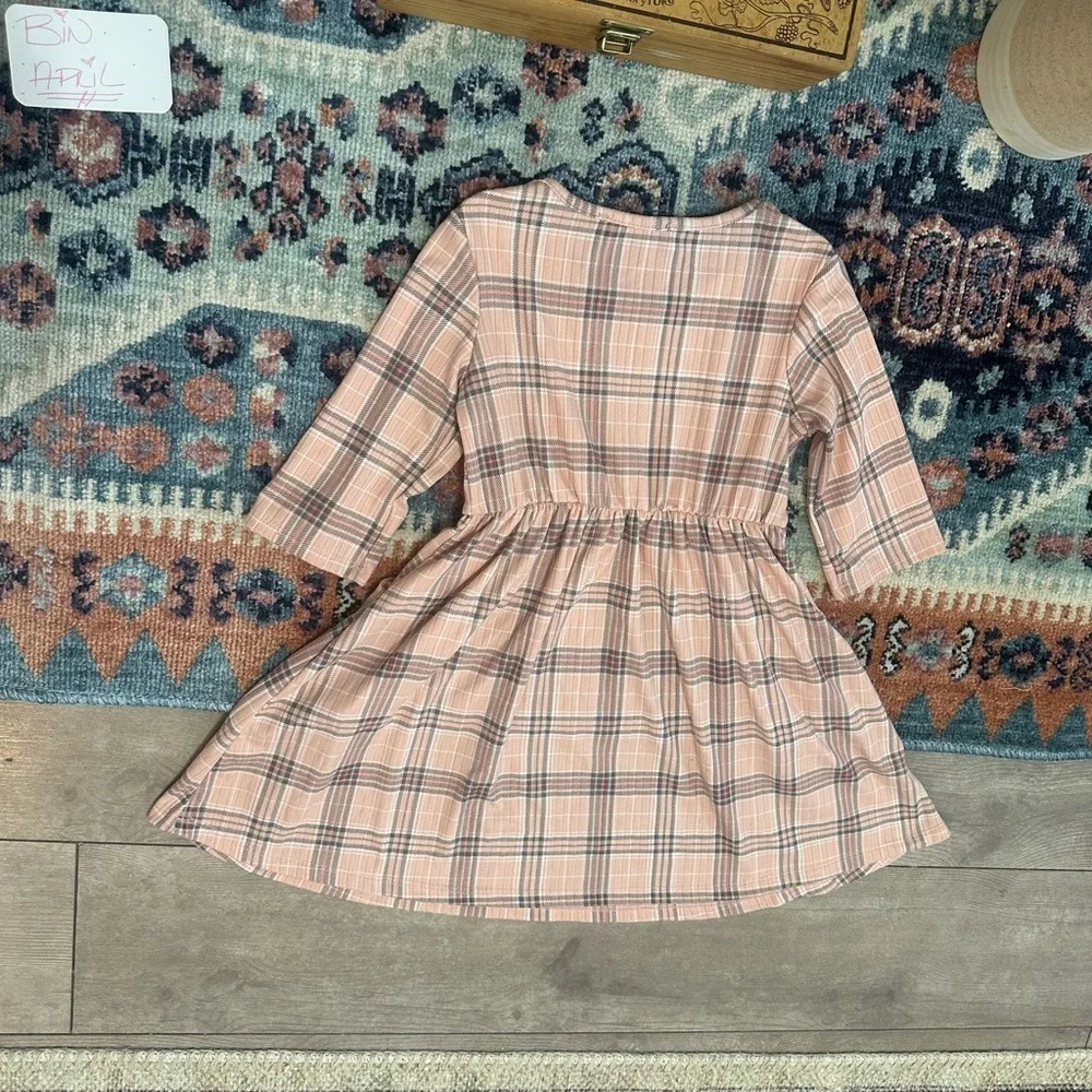 Boutique Emma & Elsa Plaid Dress 4T Toddler Girl Like New Cottage Buttery Soft